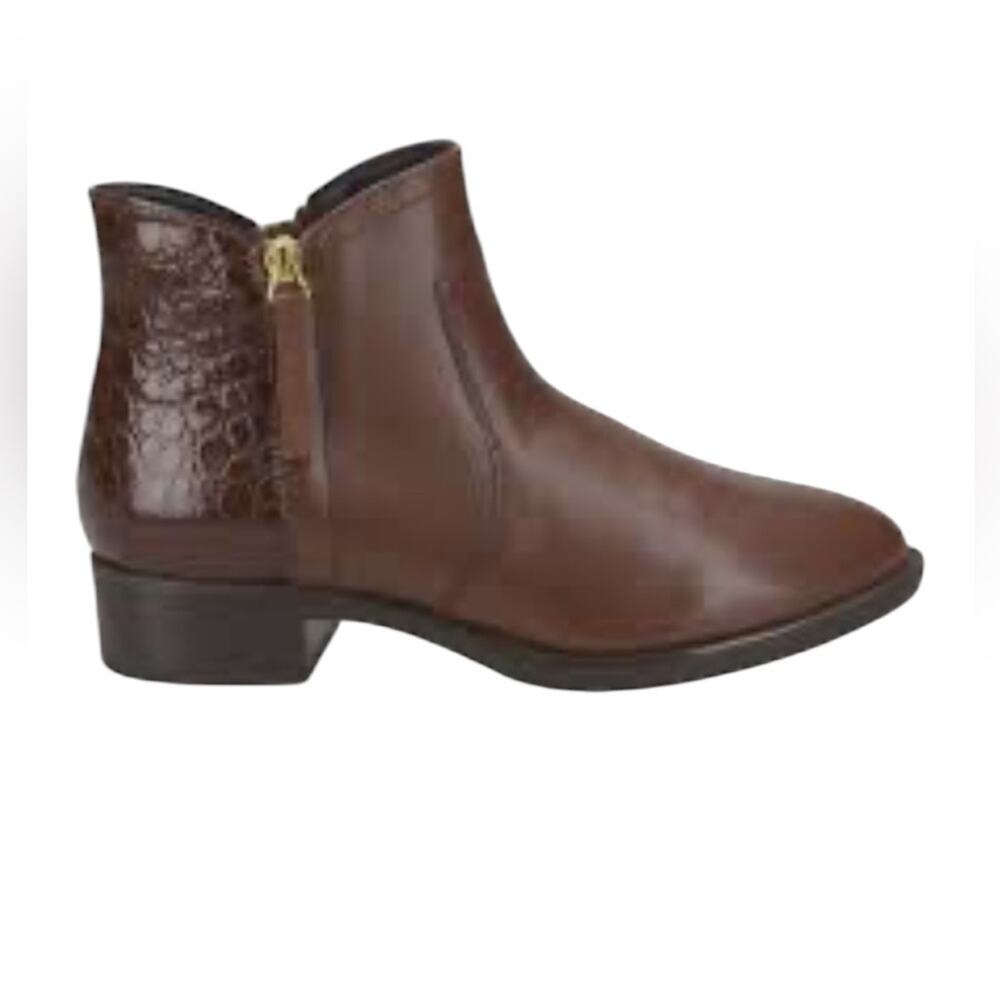 NWOT Geox Felicity Croc Embossed Zip Brown Booties - Sz 9